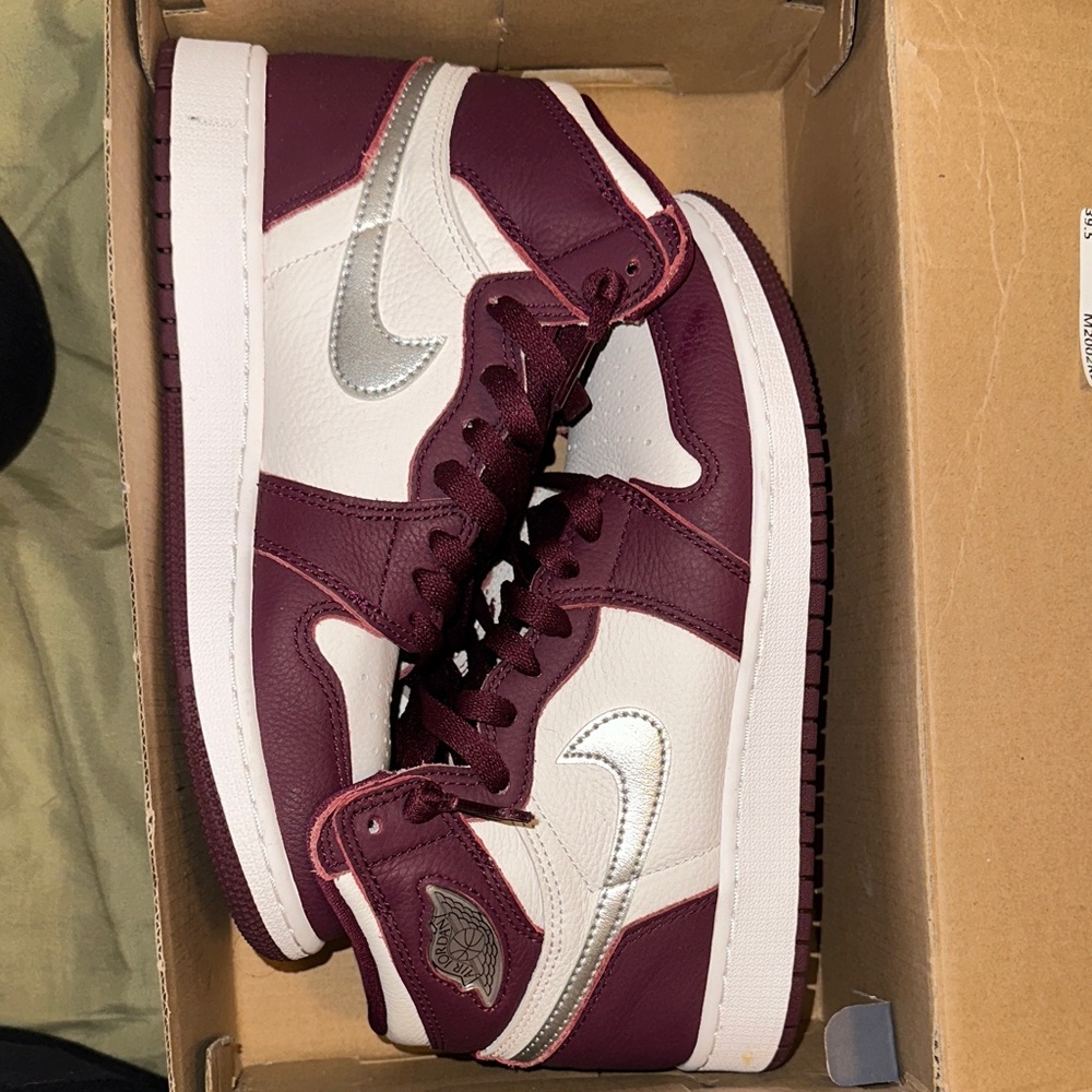 Nike Maroon and Silver High-Top Sneakers
